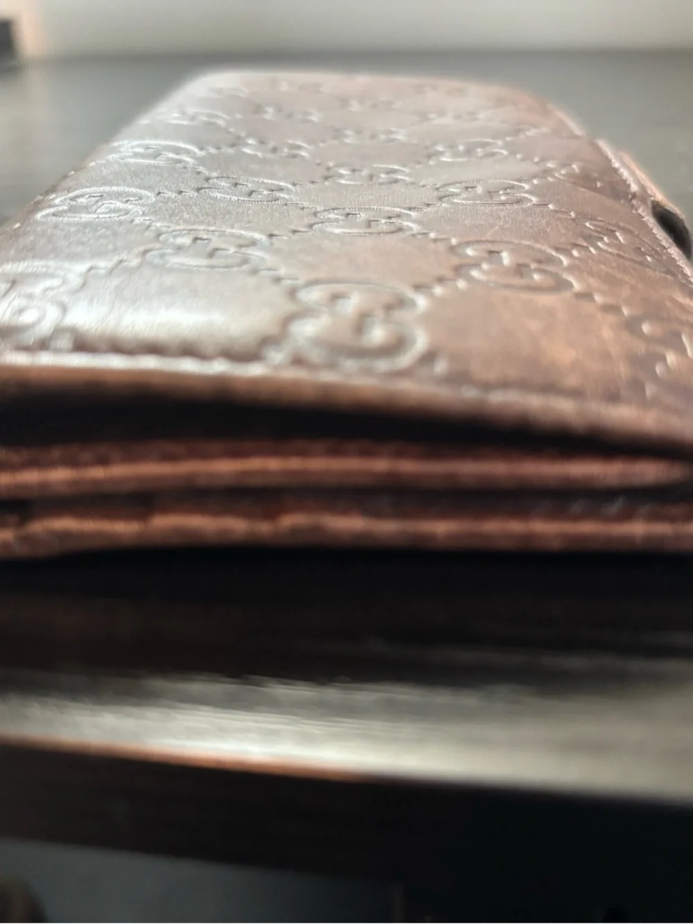 Authentic Vintage Gucci Guccissima Brown Leather Continental Wallet